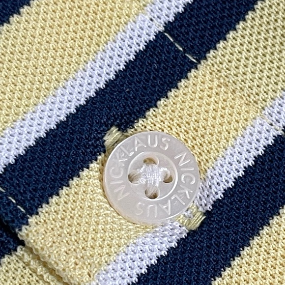 Nicklaus Performance Men's XL Yellow Navy Striped Polo Shirt Short Sleeve - Picture 5 of 7